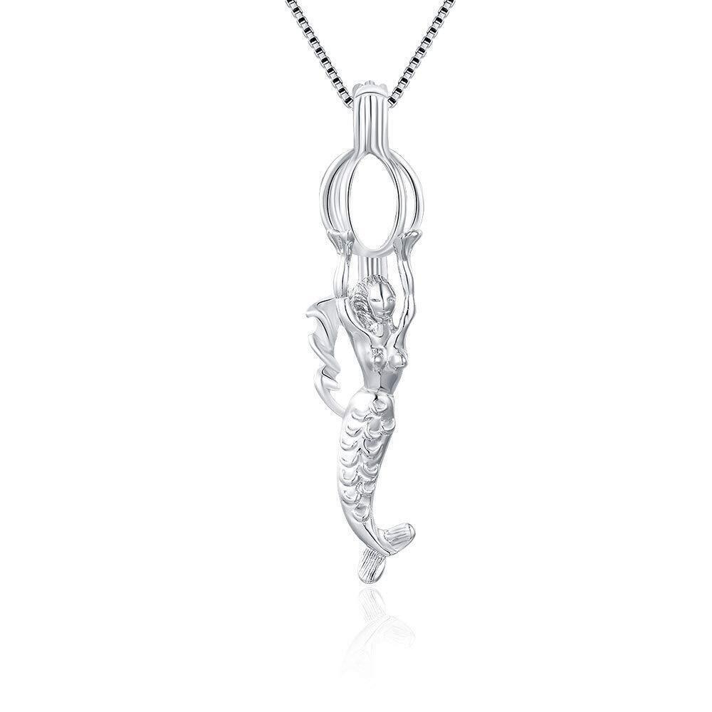 3927 925 Sterling Silver Mermaid Cage Pendants Crafting Charm for DIY